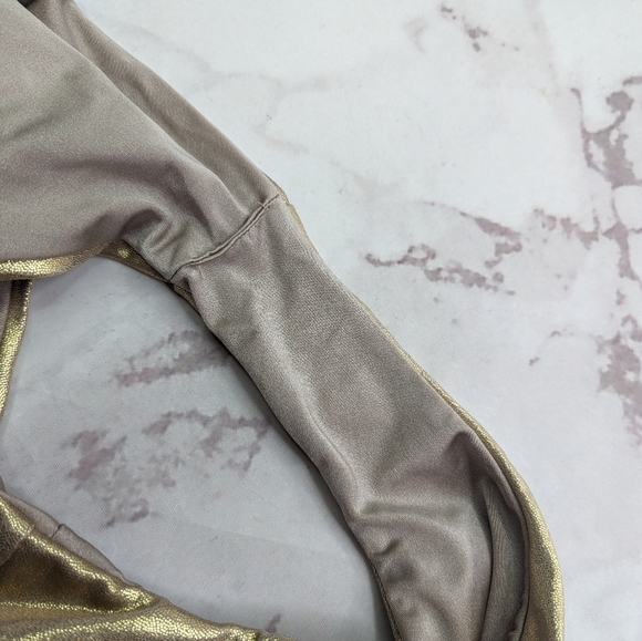 Good American Swim Bottom Women 4 XL Foil High Rise Waist Bikini Metallic Gold - Picture 9 of 9